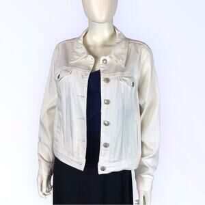Nomadic Traders Denim Jacket White & Silver Coastal Cowgirl Trucker Style